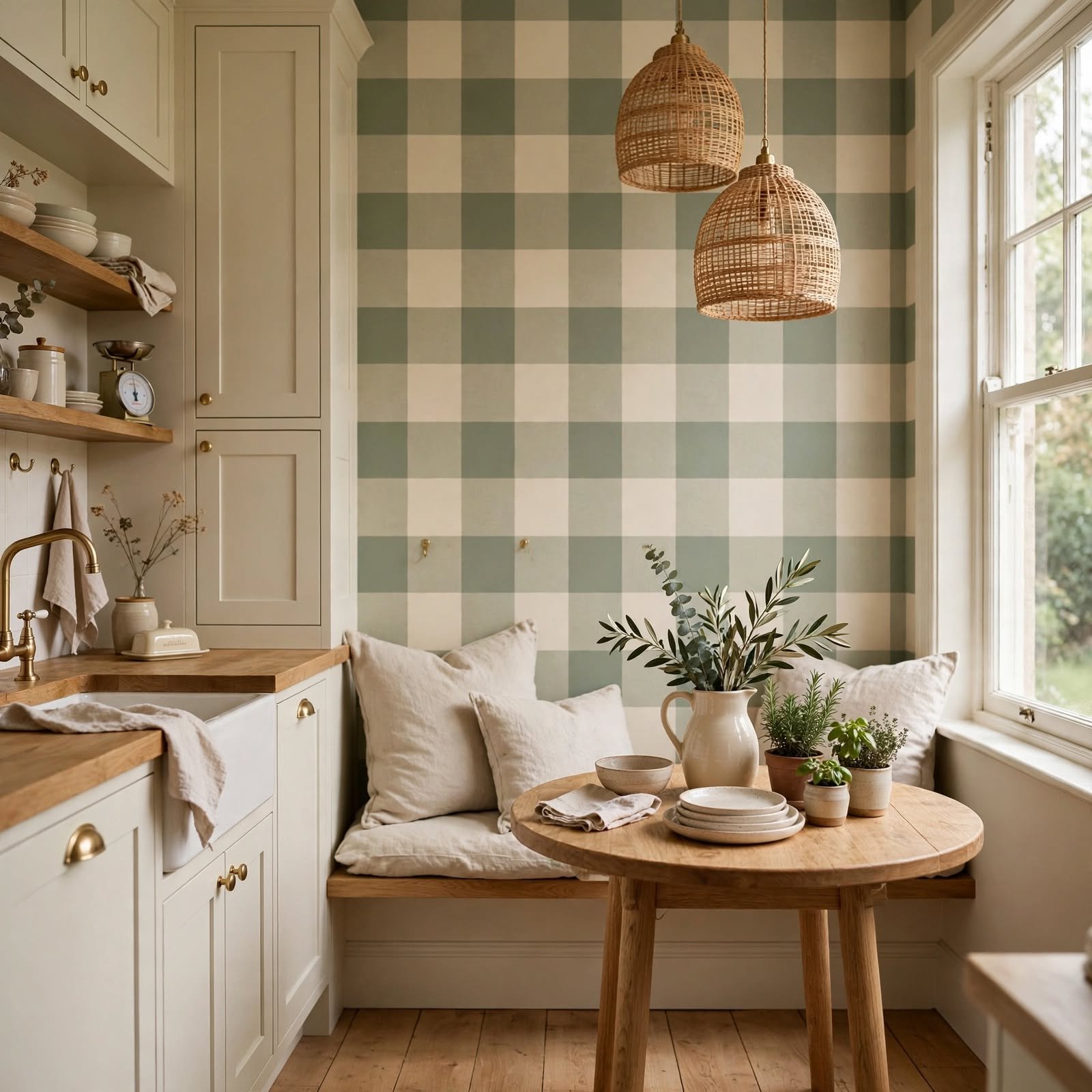 3. Gingham Kitchen Wallpaper Wall for Kitchen Wallpaper Ideas