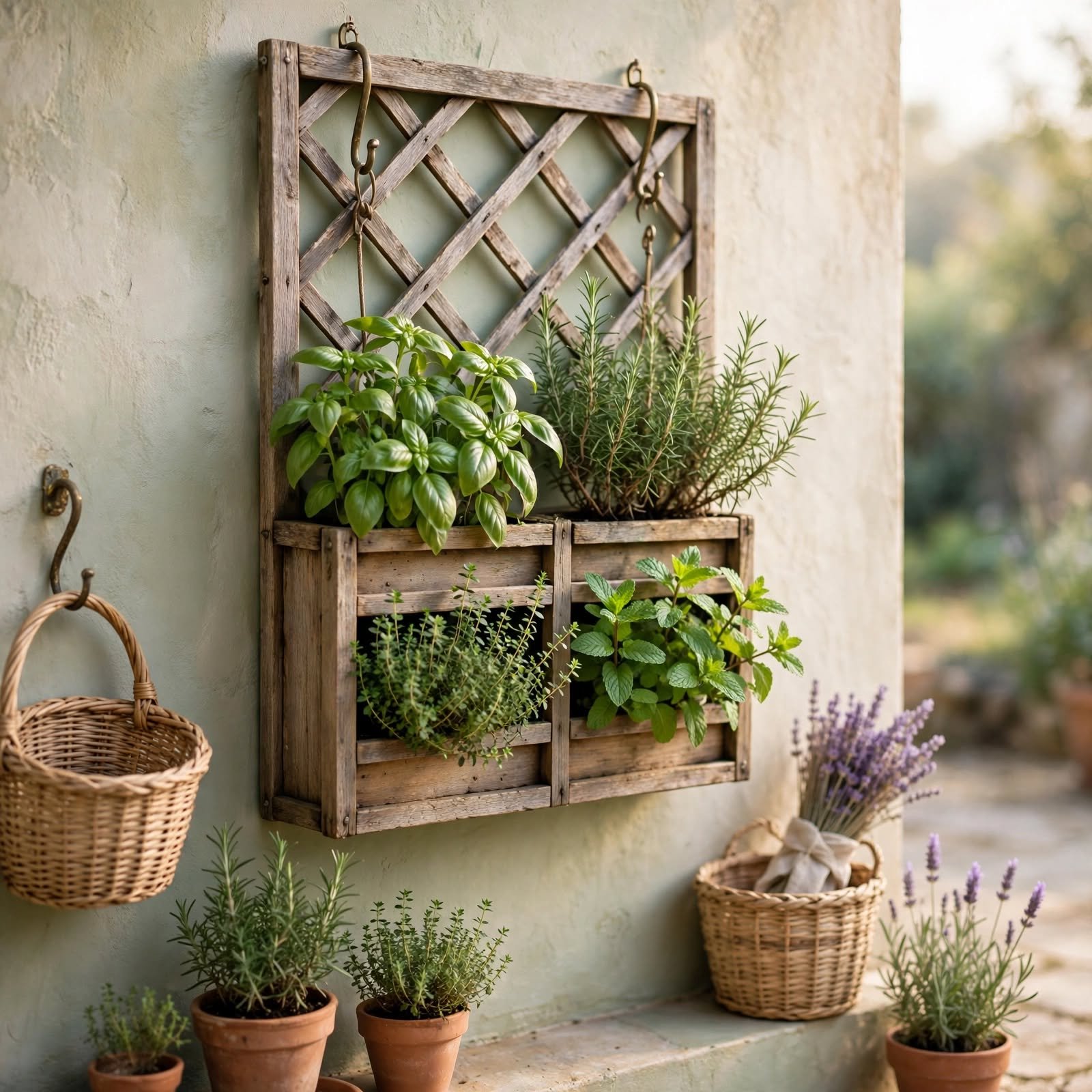 7. Hanging Herb Garden Wall Planter for Outdoor Wall Decor