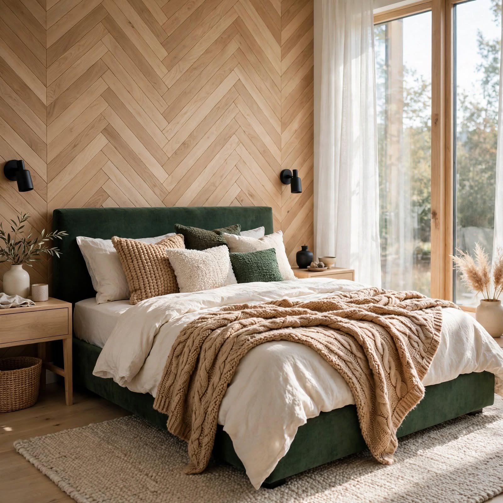 10. Herringbone Pattern Wallpaper Wall for Bedroom Wallpaper Ideas