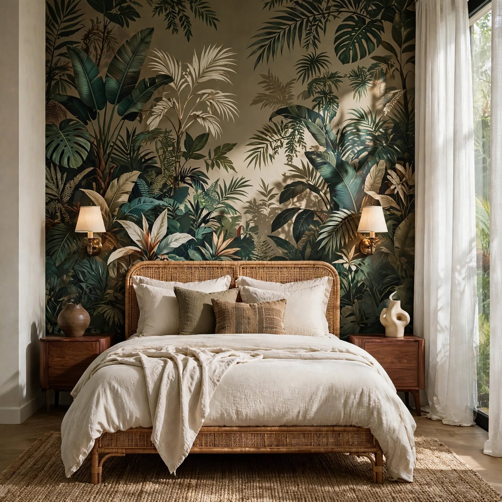 11. Jungle Botanical Wallpaper Wall for Wallpaper Ideas for Bedroom