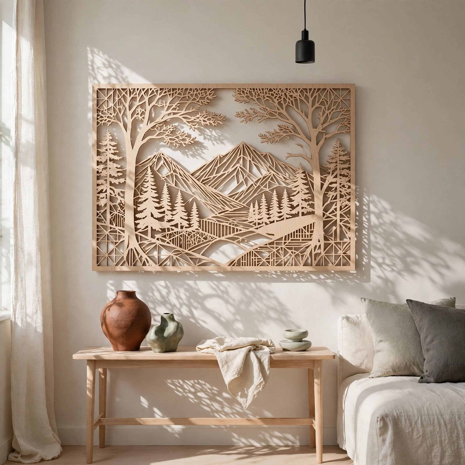 8. Laser-Cut Wood Silhouette for Wooden Wall Decor