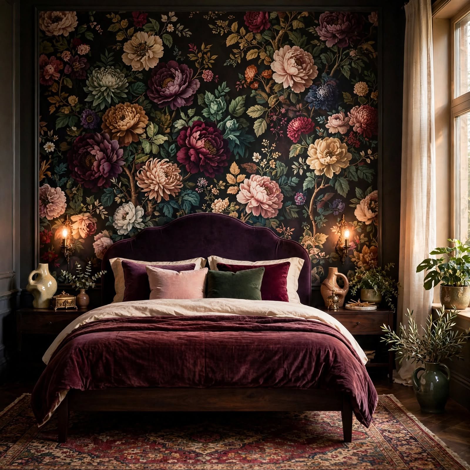 12. Moody Maximalist Floral Wallpaper for Wallpaper Ideas for Bedroom