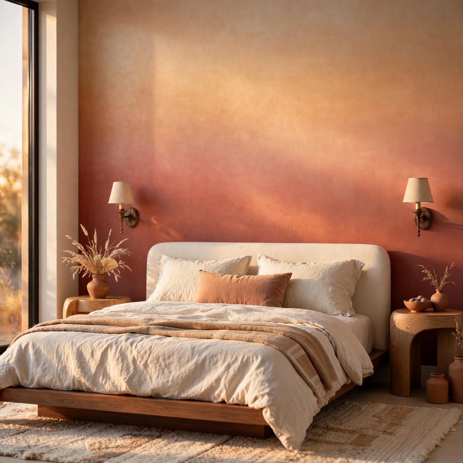 11. Ombre Sunset Wallpaper Accent for Bedroom Wallpaper Ideas