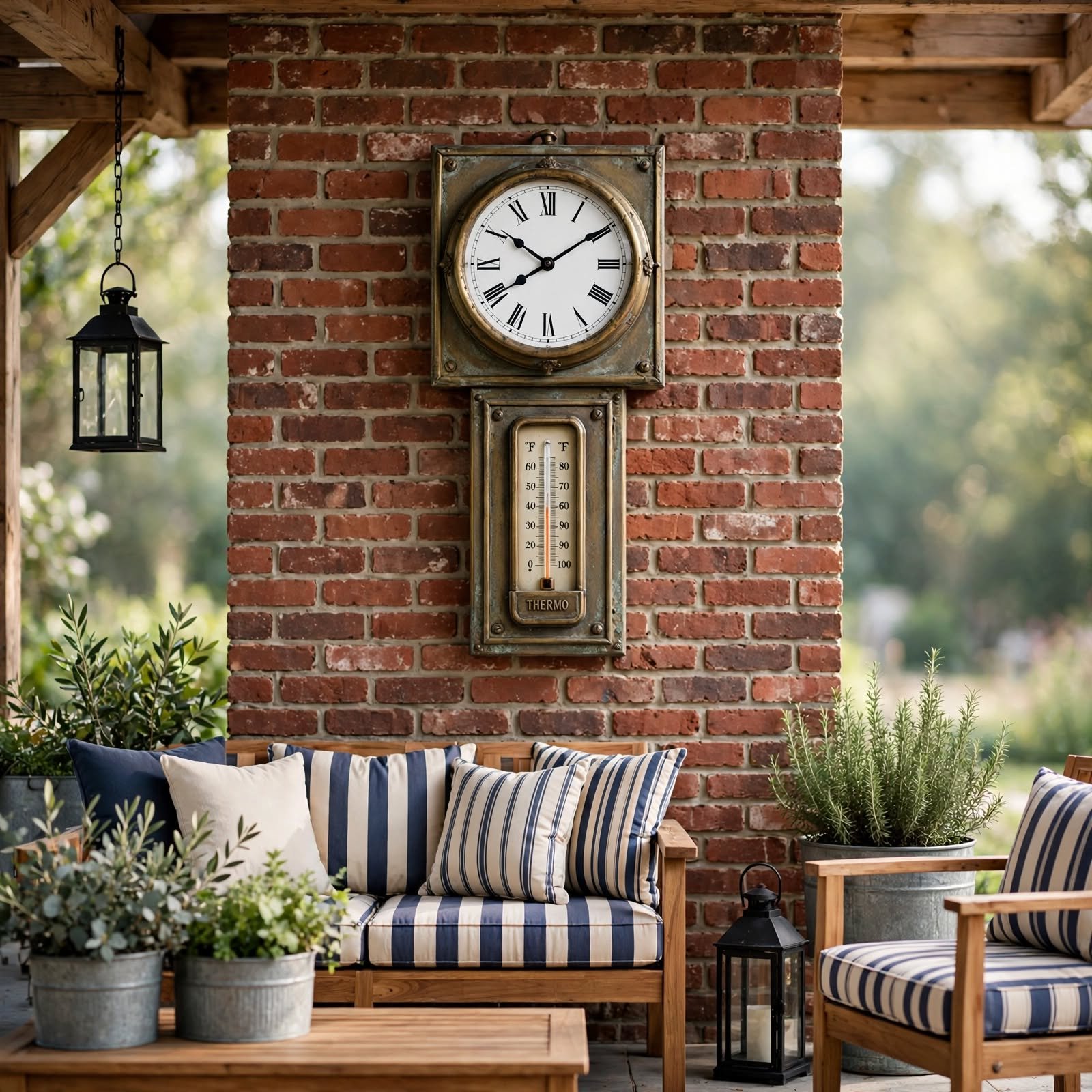 16. Outdoor Clock and Thermometer Combo for Outdoor Wall Decor