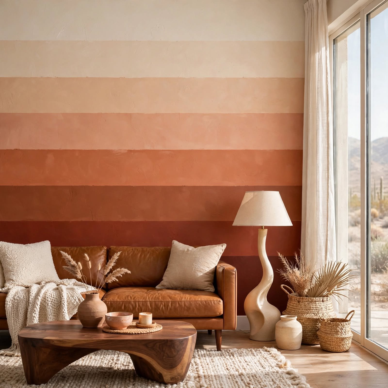8. Painters Tape Ombre Stripe Wall for DIY Wallpaper