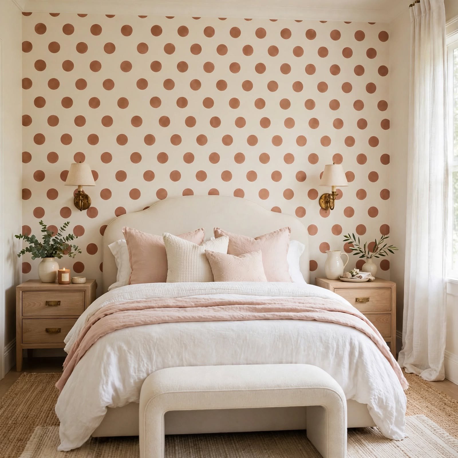 14. Polka Dot Wallpaper Bedroom Accent for Wallpaper Ideas for Bedroom