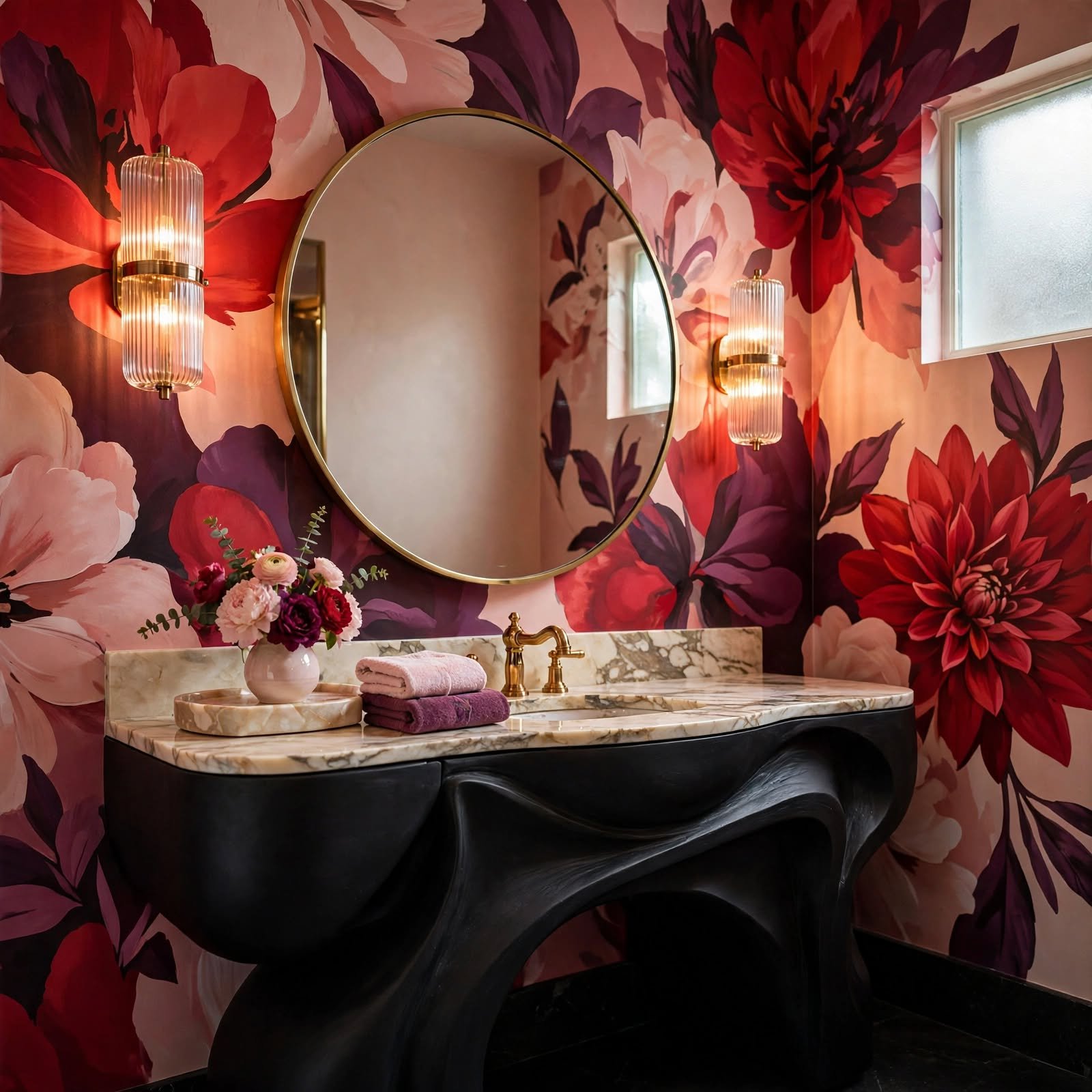 2. Powder Room Bold Statement Print for Wallpaper Bathroom