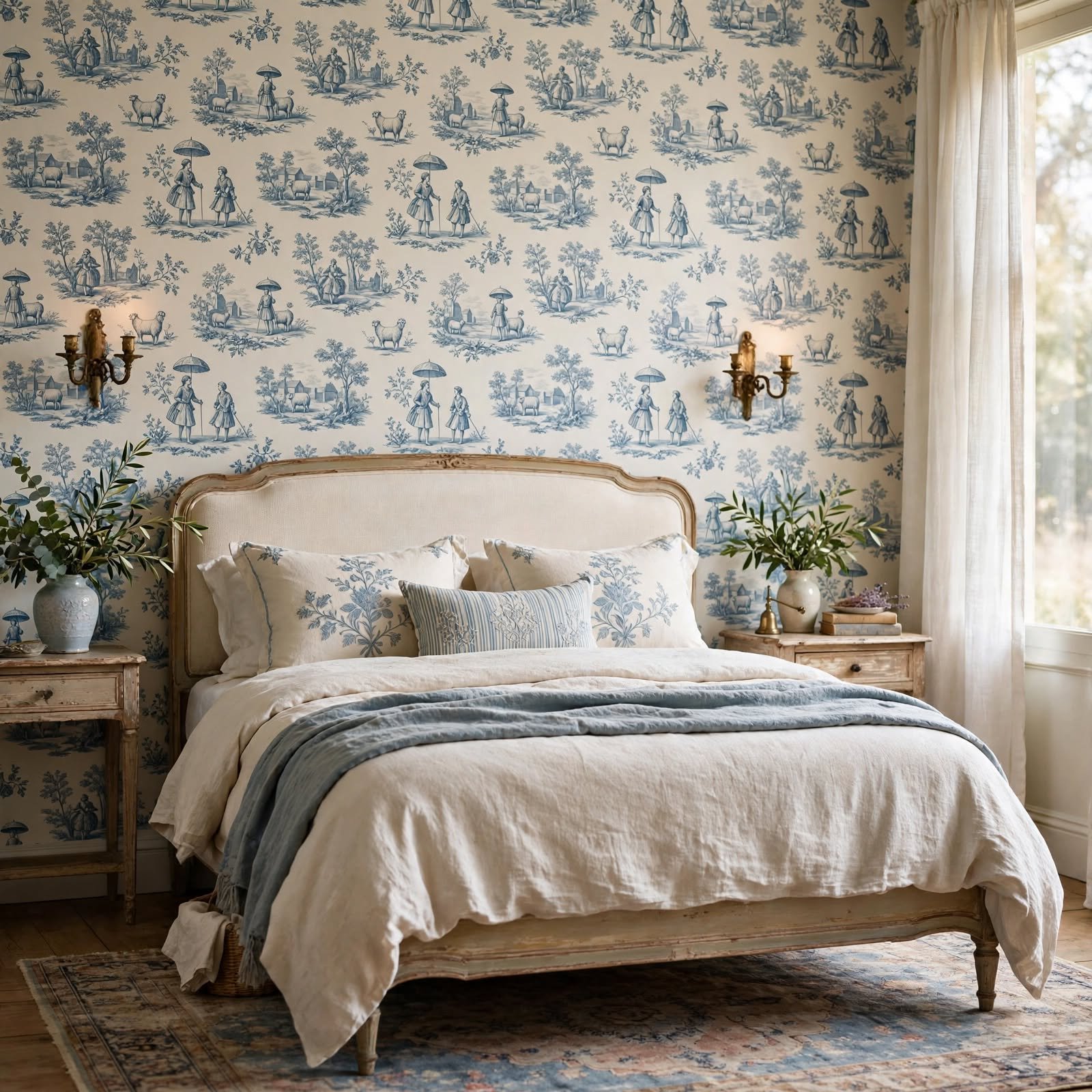 1. Toile de Jouy Pattern Wallpaper for Wallpaper Ideas for Bedroom