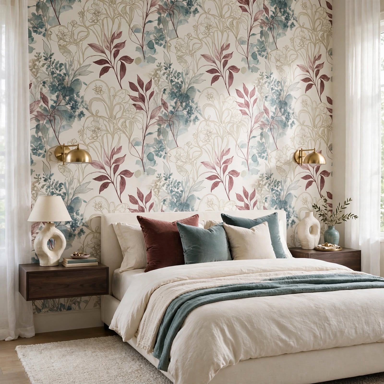 6. Wallpaper Behind Floating Nightstands for Wallpaper Bedroom