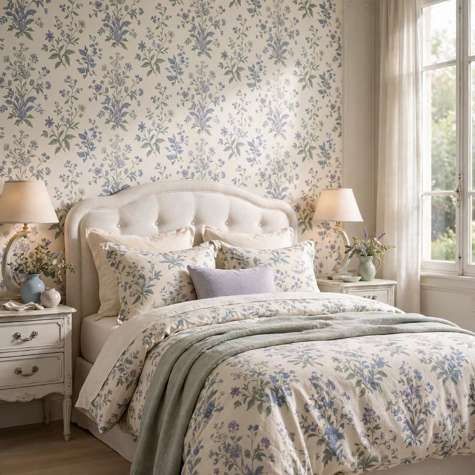 1. Wallpaper and Bedding Print Coordination for Bedroom Decor Wallpaper Ideas