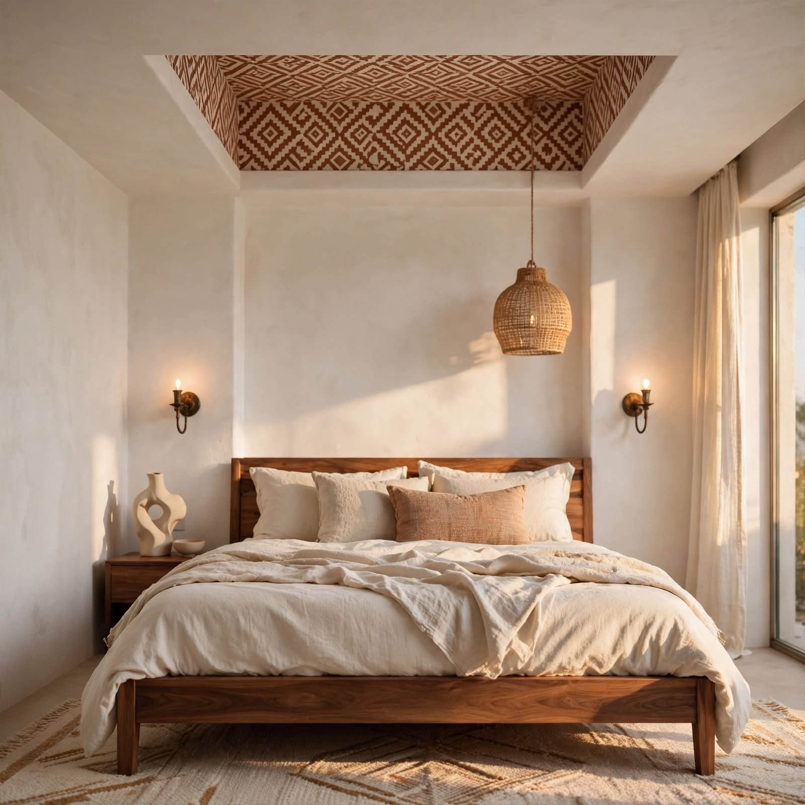 16. Wallpapered Ceiling Beam Recess for Bedroom Wallpaper Ideas