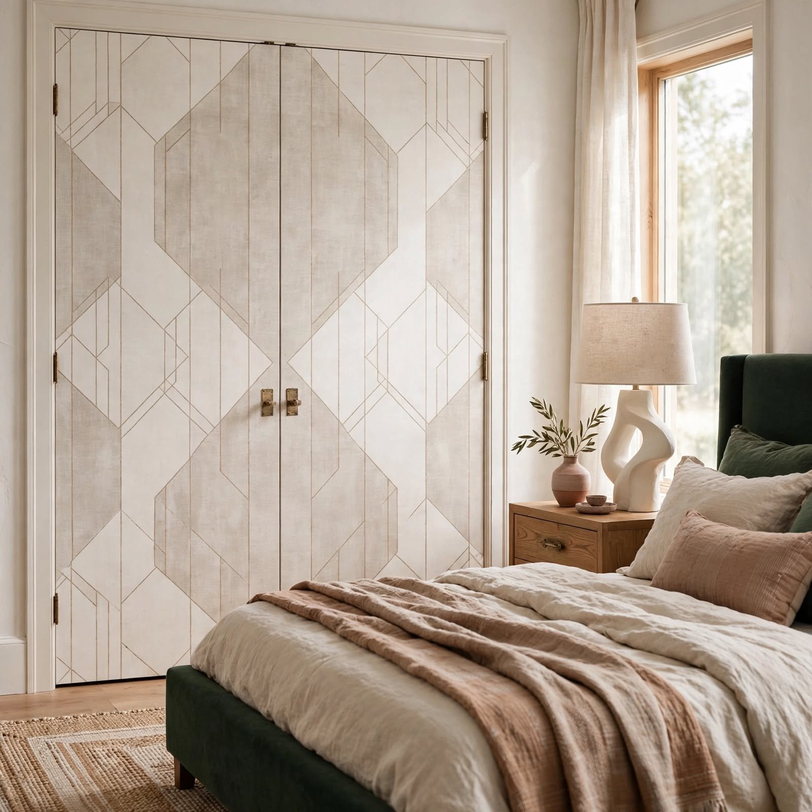 2. Wallpapered Closet Doors for Bedroom Wallpaper