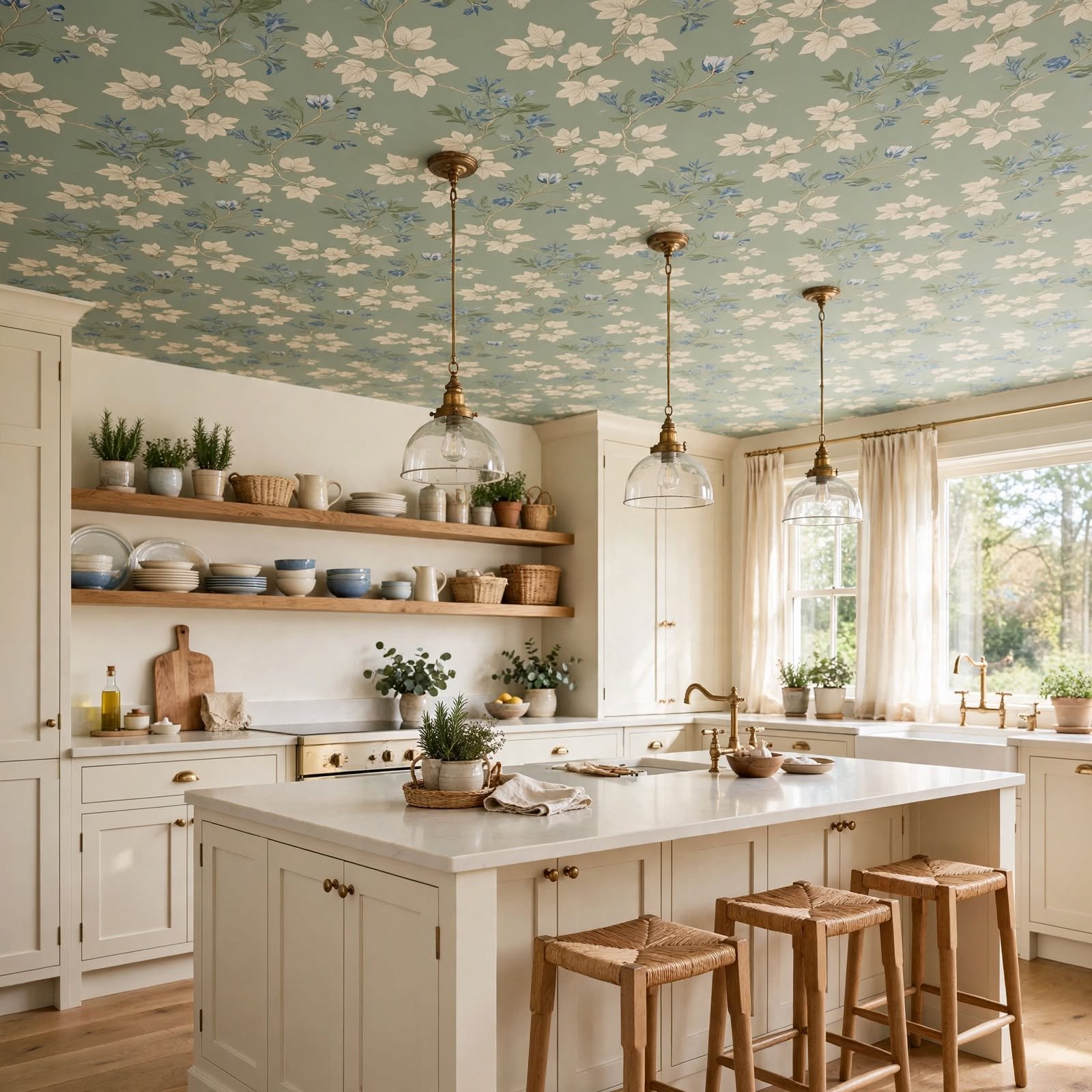 13. Wallpapered Kitchen Ceiling Fifth Wall for Kitchen Wallpaper Ideas