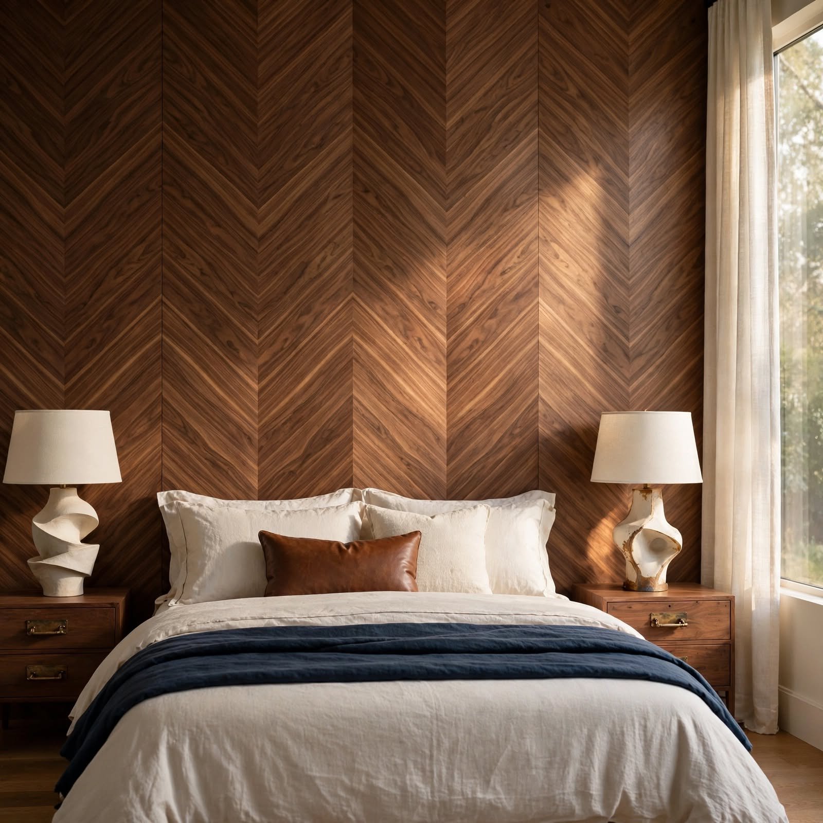 5. Wood Veneer Herringbone Panel for Wooden Wall Decor